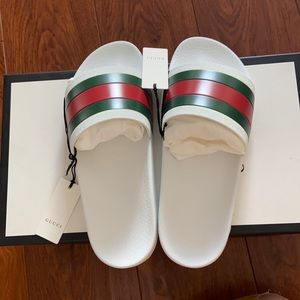 Gucci signature stripe slides